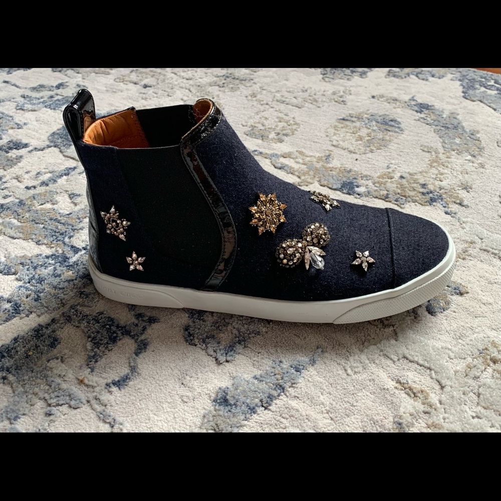 Jimmy Choo Della Navy Stud Slip On Shoes Sneaker